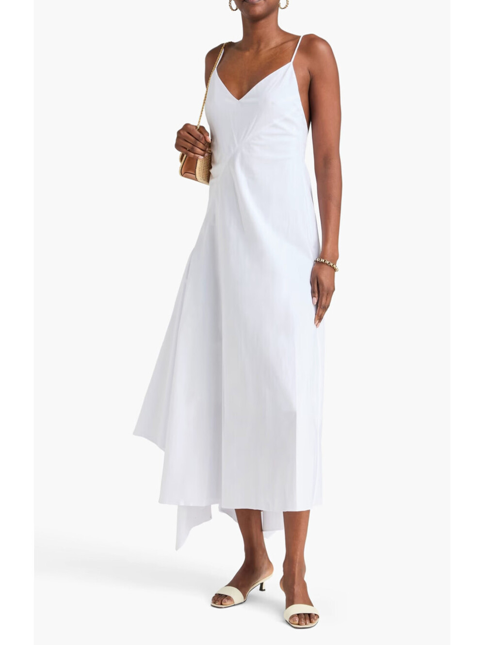 NWT STAUD Gatto White Designer Cotton Poplin Summer Dress Medium